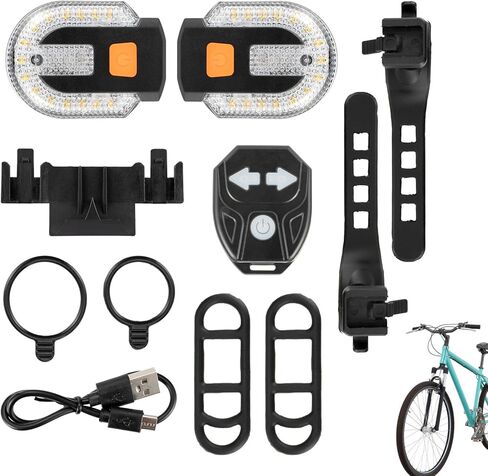 2Pcs Bicycle Turn Signals with Alarm, Split/Integrated Bicycle Tail Light, Brake Light, 5 Light Modes, USB Rechargeable, Waterproof, Remote Control & Detachable for Safe Night Cycling in Kuwait