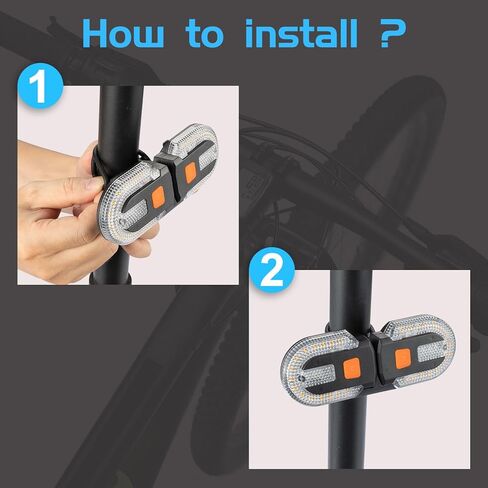 2Pcs Bicycle Turn Signals with Alarm, Split/Integrated Bicycle Tail Light, Brake Light, 5 Light Modes, USB Rechargeable, Waterproof, Remote Control & Detachable for Safe Night Cycling in Kuwait