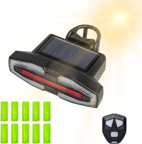 Solar or USB-C Charging Bicycle LED Tail Lights with Bike Turn Signals, 10 pcs Reflective Strips, for Road & Urban Riding, Long Battery Life, for Outdoor Cyclists & Short Commute Riders in Saudi Arabia