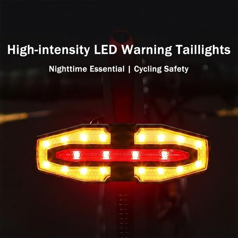 Solar or USB-C Charging Bicycle LED Tail Lights with Bike Turn Signals, 10 pcs Reflective Strips, for Road & Urban Riding, Long Battery Life, for Outdoor Cyclists & Short Commute Riders in Saudi Arabia