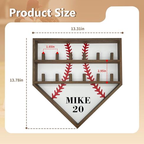 حافظة عرض حلقة البطل - حامل خشبي مخصص لخاتم البيسبول وميداليات الكرة اللينة وجوائز المسابقات - ديكور رف تذكارات رياضية مثبت على الحائط - هدايا للأولاد والبنات والرجال in Kuwait