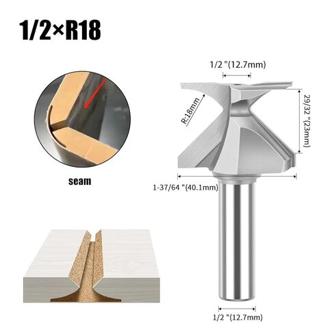 1/2 Inch Shank 12mm Arc Bending Integrated Router Bit R18 R30 Bits for Woodworking Milling Cutter Tools(12.7xR18mm(Seam)) in Saudi Arabia