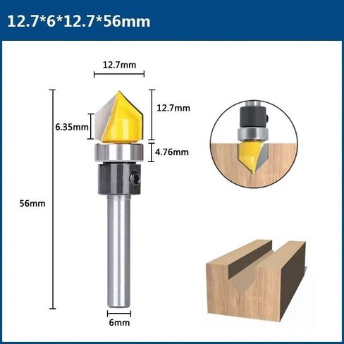 6 مللي متر عرقوب الخامس الأخدود بت الخشب قاطعة المطحنة مع تحمل الموجهة لأدوات النجارة كربيد راوتر in Kuwait