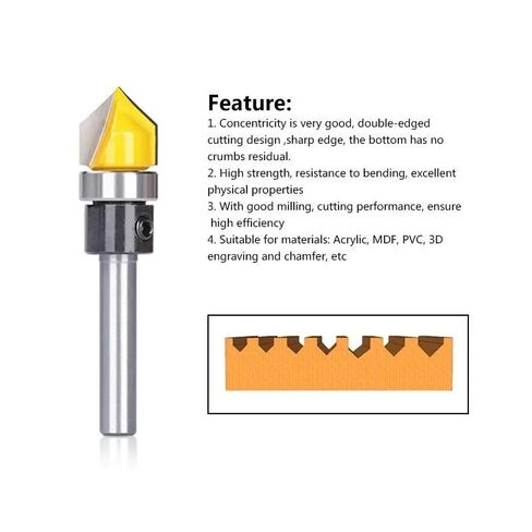 6 مللي متر عرقوب الخامس الأخدود بت الخشب قاطعة المطحنة مع تحمل الموجهة لأدوات النجارة كربيد راوتر in Kuwait