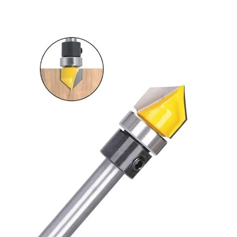 6 مللي متر عرقوب الخامس الأخدود بت الخشب قاطعة المطحنة مع تحمل الموجهة لأدوات النجارة كربيد راوتر in Kuwait