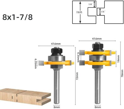 Three-Tooth and Three-Edge T-Shaped Tenon Cutter Splicing Floor Woodworking Milling(8x47.6) in Saudi Arabia