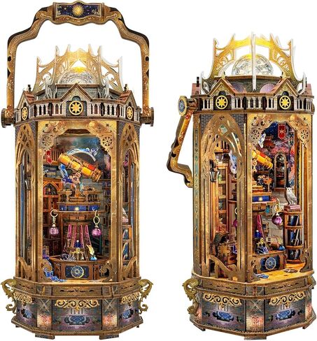 DIY Magic Book Nook Kit -ألغاز خشبية ثلاثية الأبعاد للبالغين والمراهقين ، مجموعة Diy Decor Miniature Miniature مع مصباح LED ، هدايا لأصدقاء العائلة -متجر عصا Magic (SQ -51) in Kuwait