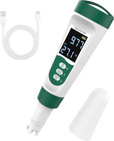 5-in-1 Digital PH Meter, with Voice Function, PH/TDS/EC/Temp/Salt Pool Salt Tester, Waterproof & Rechargeable Pen Meter for Swimming Pools, Fish Tank, Aquariums & Hydroponics in Saudi Arabia
