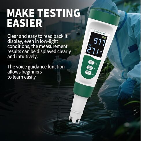 5-in-1 Digital PH Meter, with Voice Function, PH/TDS/EC/Temp/Salt Pool Salt Tester, Waterproof & Rechargeable Pen Meter for Swimming Pools, Fish Tank, Aquariums & Hydroponics in Saudi Arabia