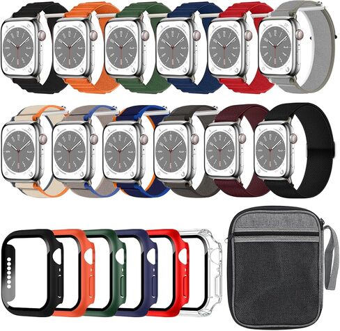 12pack Watch Band and 6pack Watch Case Compatible With Apple Watch Ultra 2/Ultra 49mm Bands with Screen Protector, Nylon Band Case Organizer for iWatch Ultra 2/Ultra in Saudi Arabia