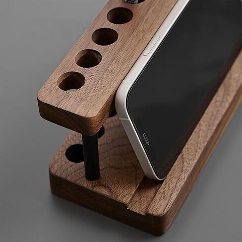 Wooden Pen Holder for Desk, Pen Holder Display Stand with 9 Slots and Cell Phone Holder, Multifunctional Pen Organizer for Office and Home in Kuwait
