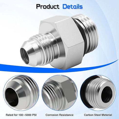موصل خرطوم هيدروليكي 3/8 بوصة JIC ذكر × 1/2 بوصة SAE ORB ذكر محول مستقيم وصلات الأنابيب الهيدروليكية تركيب محول 6400-06-08 للأنظمة الهيدروليكية (عبوتان) in Kuwait