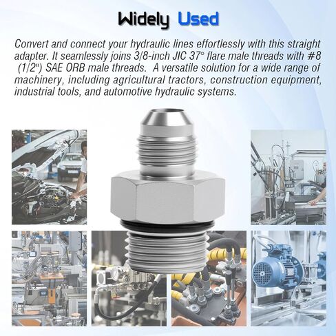 موصل خرطوم هيدروليكي 3/8 بوصة JIC ذكر × 1/2 بوصة SAE ORB ذكر محول مستقيم وصلات الأنابيب الهيدروليكية تركيب محول 6400-06-08 للأنظمة الهيدروليكية (عبوتان) in Kuwait