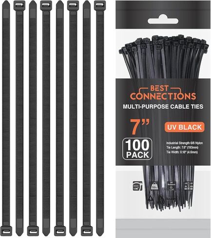 Black Cable Ties – 1,000 Pcs Cable Zip Ties 7 Inch – Multi-Purpose Self-Locking Nylon Wire Ties with 50 Lbs Tensile Strength – Cable Management Ties for Outdoor & Indoor in Saudi Arabia