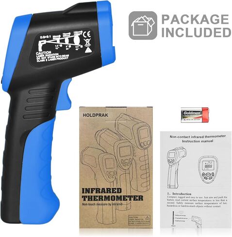 HOLDPEAK 981C ميزان حرارة رقمي بالليزر بالأشعة تحت الحمراء غير ملامس، مسدس درجة حرارة الأشعة تحت الحمراء للقراءة الفورية -58 إلى 1022 درجة فهرنهايت (-50 إلى 550 درجة مئوية) للطهي، والشواية، وفرن البيتزا، والشواية، والمحرك، والتدفئة والتهوية وتكييف الهواء، in Kuwait