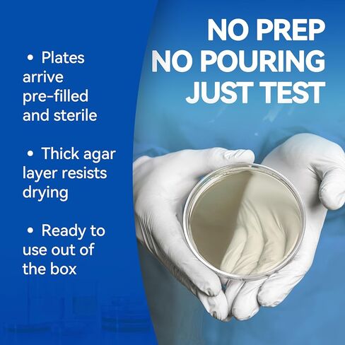أطباق LB Agar - 10 أطباق بتري معقمة مصبوبة مسبقًا + 15 مسحة معقمة - طازجة، محكمة الغلق ثلاثية للزراعة البكتيرية ومختبرات الأحياء الدقيقة والاستخدام في الفصول الدراسية in Kuwait
