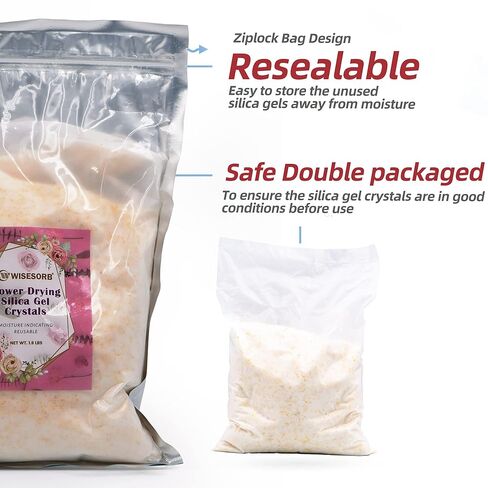 Wisesorb (NET 20 LBS) Silica Gel Flower Drying, Silica Gel Flower Drying Crystals, Color Indicating Flower Drying Silica, Reusable Silica Gel for Drying Flowers in Saudi Arabia