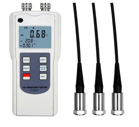 أجهزة اختبار ومحللات الاهتزاز الرقمية ذات 3 محاور مع مقياس تسارع كهرضغطية إزاحة محول الطاقة 0.001-4.000 مم السرعة 0.1-400.0 مم/ثانية التسارع 0.1-400.0 م/ث² عرض متزامن in Saudi Arabia