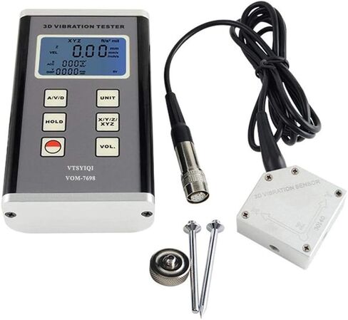 Digital 3D Vibration Meters Vibrometer Instrument with 3-Axis Piezoelectric Accelerometer Sensor Acceleration 10 Hz~1kHz 10 Hz~10kHz Simultaneously Display Three Parameters in X Y Z in Saudi Arabia