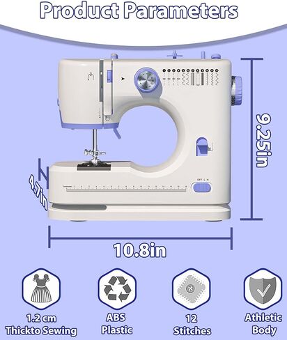 Mini Sewing Machine for Beginners,Portable Sewing Machine with 2 Speed(High-Low Speeds),2 Power Supply Method -4 in Kuwait