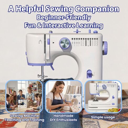 Mini Sewing Machine for Beginners,Portable Sewing Machine with 2 Speed(High-Low Speeds),2 Power Supply Method -4 in Kuwait