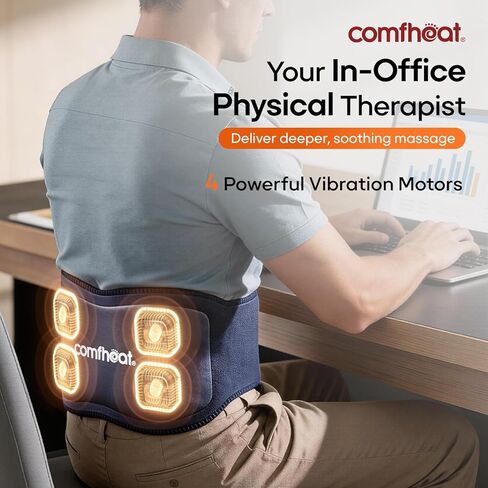Cordless Back Massager with Heat for Pain Relief Deep Tissue, Portable Heating Pad for Lower Back & Sciatica Pain, 4 Motors Wearable Heat Wrap Belt Battery Powered, Extra Large Up to 61" in Saudi Arabia