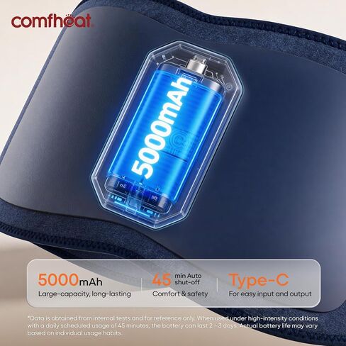 Cordless Back Massager with Heat for Pain Relief Deep Tissue, Portable Heating Pad for Lower Back & Sciatica Pain, 4 Motors Wearable Heat Wrap Belt Battery Powered, Extra Large Up to 61" in Saudi Arabia