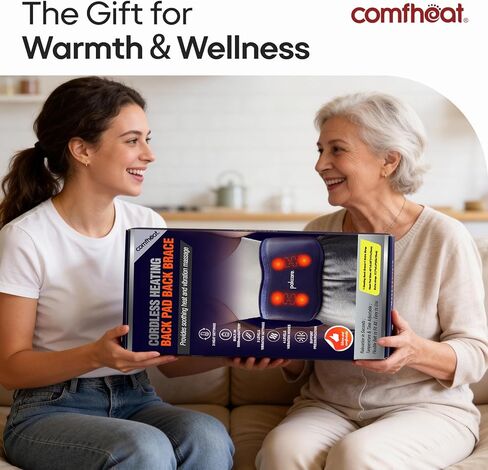 Cordless Back Massager with Heat for Pain Relief Deep Tissue, Portable Heating Pad for Lower Back & Sciatica Pain, 4 Motors Wearable Heat Wrap Belt Battery Powered, Extra Large Up to 61" in Saudi Arabia