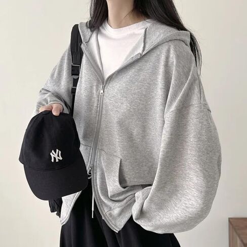 Women's Full Zip-Up Hoodie - Casual Long Sleeve Sweatshirt with Drawstring & Front Pockets in Saudi Arabia