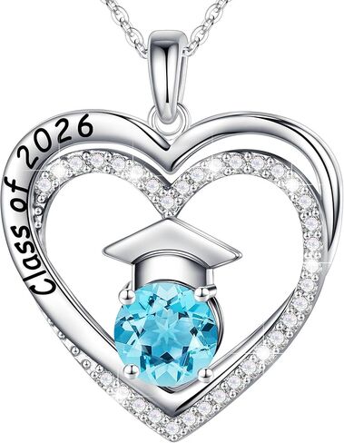 Ursilver Graduation Gifts for Her 2024, S925 Sterling Silver Birthstone Necklace Engraved Class of 2024 Pendant Graduation Necklaces High School College Graduation Gifts for Her 2024 in Kuwait
