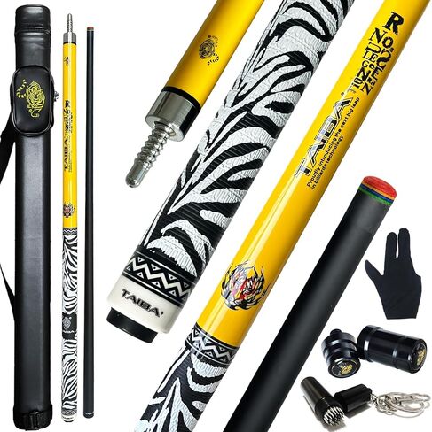 Tai ba cues 2-Piece Pool Stick Linen Wrap, 13mm Multilayer Leather Tip, 58", Hardwood Canadian Maple Professional Billiard Pool Cue Stick 18, 19, 20, 21 Oz (Selectable) in Saudi Arabia