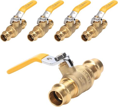 10 PACK 1/2" Press Propress Ball Valve Fittings with EPDM O-Ring 1/4-Turn Full Port Leak-Proof Shut Off Stop Valve for Copper Tubing Connection, Lead-Free Brass in Saudi Arabia