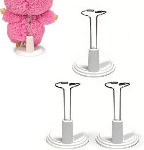 3 Pack Mini Doll Stand for 11-17cm Figures, Fit for 15cm/17cm Plush Dolls，White Plastic Display Holder with Adjustable Waist Clip, Stable Support for Collectible Display & Photography in Saudi Arabia