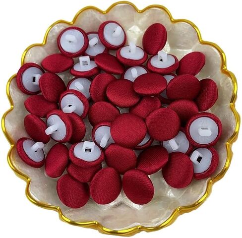 Heyiwell 20pc/مجموعة أزرار القماش الساتان الوردي المتربة مع شانك ونفس حبل مشبك اللون لفساتين زفاف الزفاف ثياب زهرة الثوب بدلة ملابس الزر 12.5 ملم in Kuwait