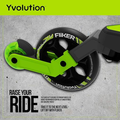 Yvolution Fliker Lift Kids Drift Scooter, Adjustable Handlebar in 3 Heights, 3 Wheels, for Boys and Girls Age 7+ Years Old, Max User Weight 220lbs/100kg in Kuwait