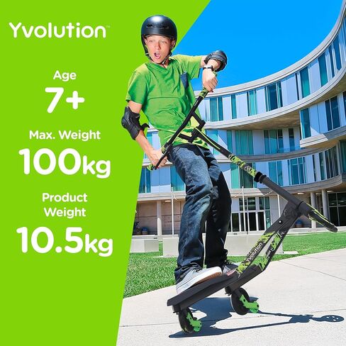 Yvolution Fliker Lift Kids Drift Scooter, Adjustable Handlebar in 3 Heights, 3 Wheels, for Boys and Girls Age 7+ Years Old, Max User Weight 220lbs/100kg in Kuwait