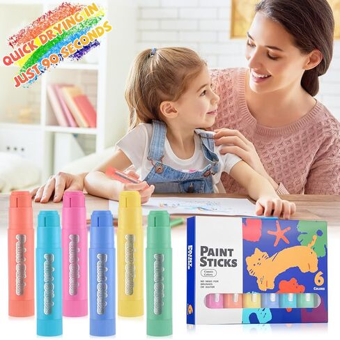 20 مجموعة من أعقاب طلاء منغاري للأطفال والطالب 120 PCS 6 ألوان كلاسيكية قابلة للتجفيف سريع للفنون الصلبة صلبات منغرة الطلاء عصا الحرف الكبرى للأطفال in Saudi Arabia