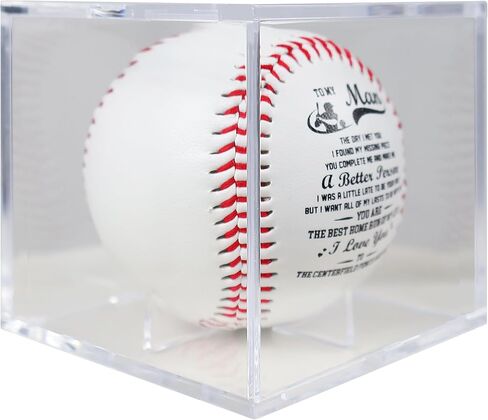 SYNGUCK Engraved Baseball Gift for Husband - You Complete Me Romantic Message - Clear Acrylic Display Case - Wedding, Anniversary, Valentine's Day Gift in Saudi Arabia