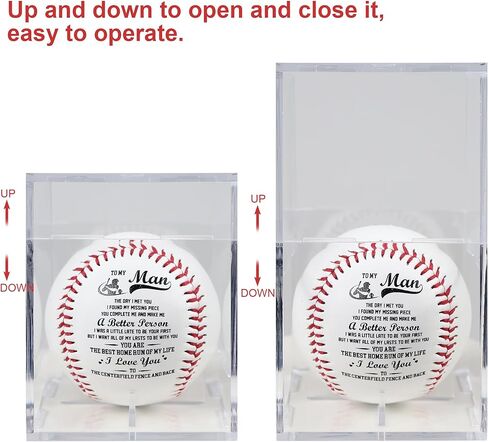 SYNGUCK Engraved Baseball Gift for Husband - You Complete Me Romantic Message - Clear Acrylic Display Case - Wedding, Anniversary, Valentine's Day Gift in Saudi Arabia