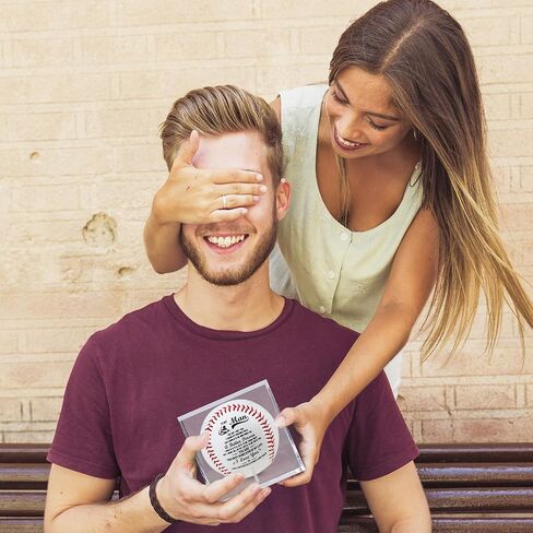 SYNGUCK Engraved Baseball Gift for Husband - You Complete Me Romantic Message - Clear Acrylic Display Case - Wedding, Anniversary, Valentine's Day Gift in Saudi Arabia