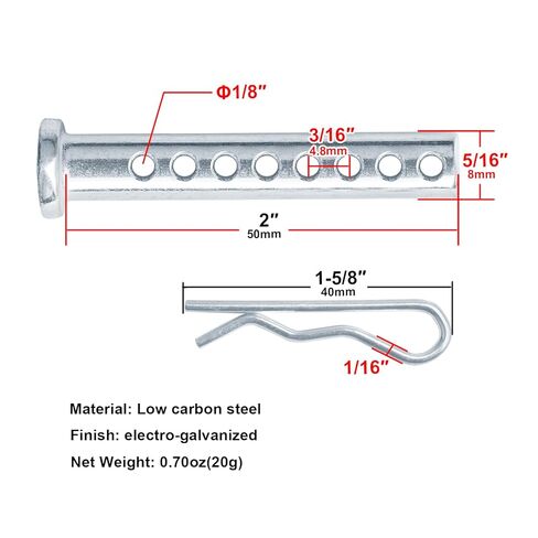 heneng 20 Pcs 5/16" x 2" Heavy Duty Multi-Hole Clevis Pins with R Clips, Adjustable Universal Fastener in Saudi Arabia