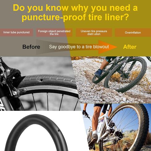 Chooee Self Adhesive Bike Tire Liner,Bicycle Inner Tube Flat Protector for 26"/27.5"/29"×1.75/1.95/2.10/2.125/2.20/2.40 MTB/E-Bike,Anti-Puncture Proof Tire Liner for 28inch MTB & 700c Road/Gravel Bike in Saudi Arabia