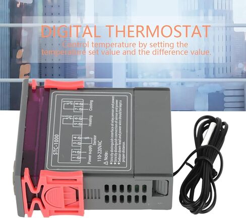 Fafeicy Digital Temperature Controller Thermostat -50℃ to 99℃ with Sensor, STC-1000 for Cooling Heating Aquarium Incubator in Saudi Arabia