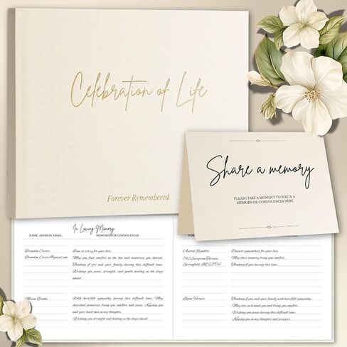 Funeral Guest Book – Celebration of Life Guest Book – Guest Book for Memorial Service – Funeral Registry Sign In Book – Linen Hardcover & Gold Foil – Keepsake Memory Book for Loved Ones - White in Kuwait