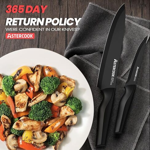 مجموعة سكاكين، مجموعة سكاكين أستيركوك 21 قطعة للمطبخ مع كتلة، مجموعة سكاكين مطبخ آمنة للاستخدام في غسالة الأطباق مع مبراة مدمجة، مجموعة سكاكين سوداء من الفولاذ المقاوم للصدأ الألماني in Kuwait