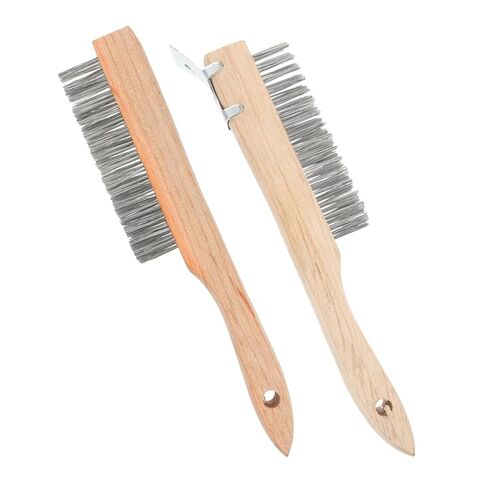 SUPVOX 2pcs Steel Wire Brush with Ergonomic Wooden Handle for Rust and Paint Removal Heavy Duty Metal Scrubber for Industrial Cleaning Automotive Repairs and Maintenance in Saudi Arabia
