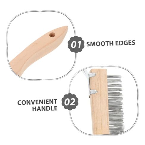 SUPVOX 2pcs Steel Wire Brush with Ergonomic Wooden Handle for Rust and Paint Removal Heavy Duty Metal Scrubber for Industrial Cleaning Automotive Repairs and Maintenance in Saudi Arabia