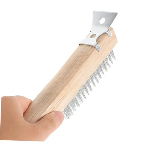 SUPVOX 2pcs Steel Wire Brush with Ergonomic Wooden Handle for Rust and Paint Removal Heavy Duty Metal Scrubber for Industrial Cleaning Automotive Repairs and Maintenance in Saudi Arabia