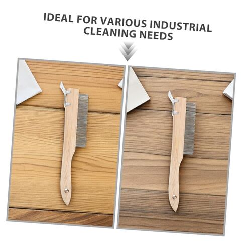 SUPVOX 2pcs Steel Wire Brush with Ergonomic Wooden Handle for Rust and Paint Removal Heavy Duty Metal Scrubber for Industrial Cleaning Automotive Repairs and Maintenance in Saudi Arabia