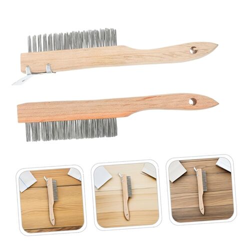 SUPVOX 2pcs Steel Wire Brush with Ergonomic Wooden Handle for Rust and Paint Removal Heavy Duty Metal Scrubber for Industrial Cleaning Automotive Repairs and Maintenance in Saudi Arabia